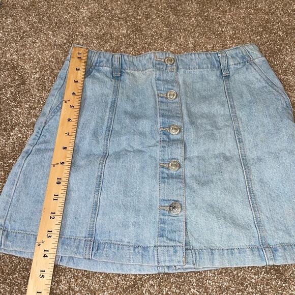 Forever 21 denim jean skirt mini front button SZ 28" with pockets - Picture 7 of 8